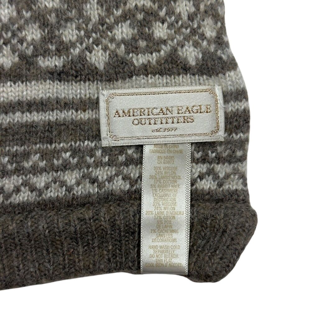 American Eagle Outfitters Scarf Women's Gray Knitted Fair Isle Cashmere Muffler - Picture 4 of 5